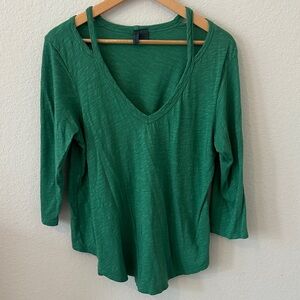 Anthropologie sz L  Green V-Neck Women's tunic